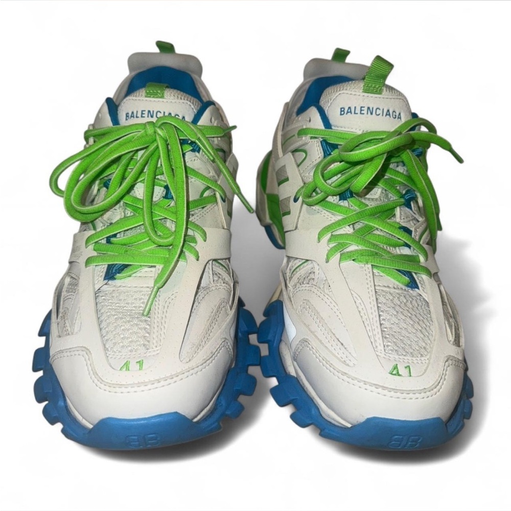 Balenciaga Men Sneakers - White, Green, and Blue
